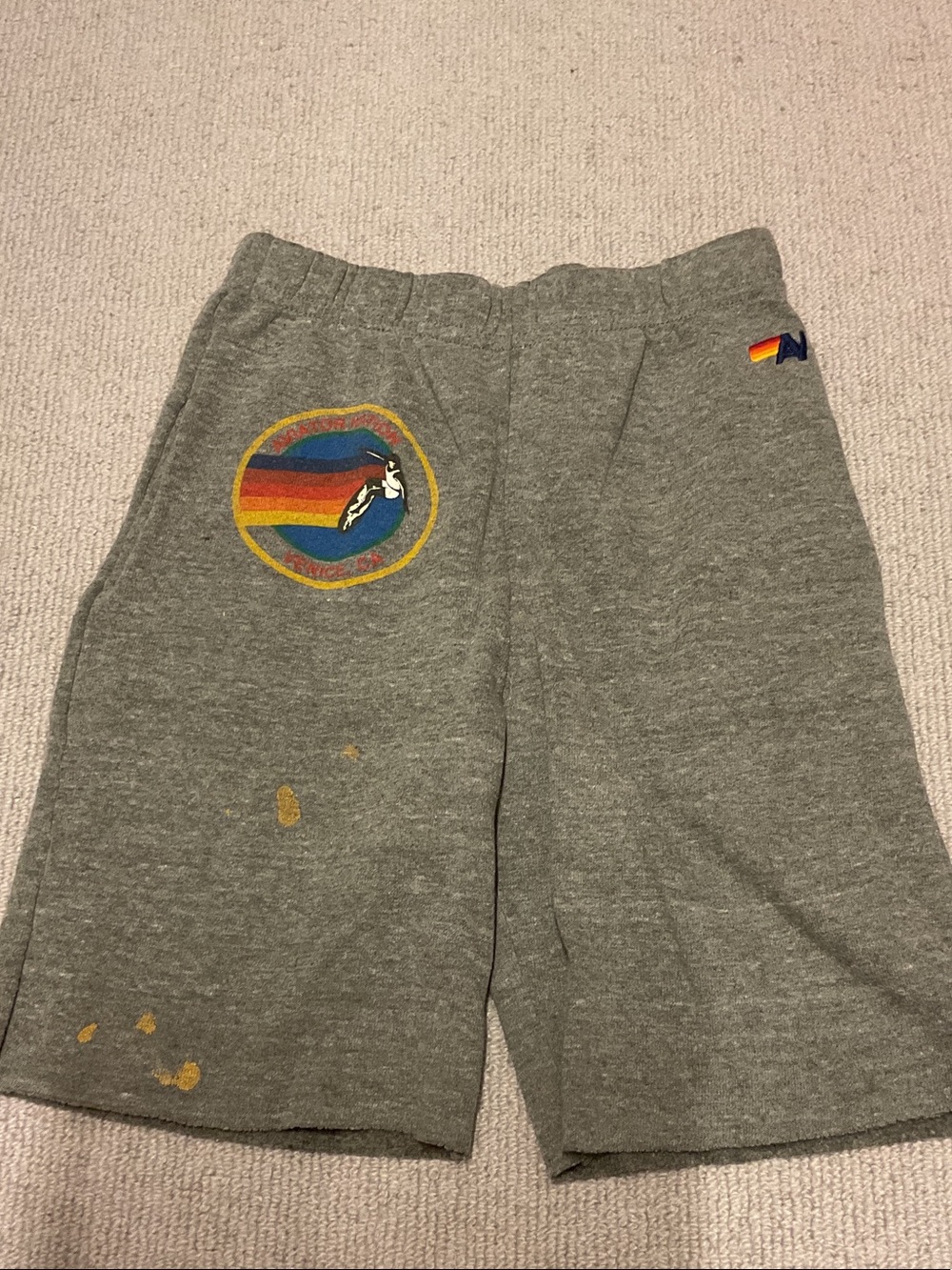 Aviator Nation Gray Sweatshorts with Rainbow Patch